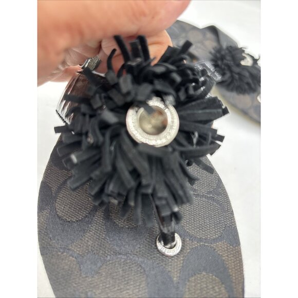 Coach black flat sandals with flower - womens 7.5 - Picture 4 of 7